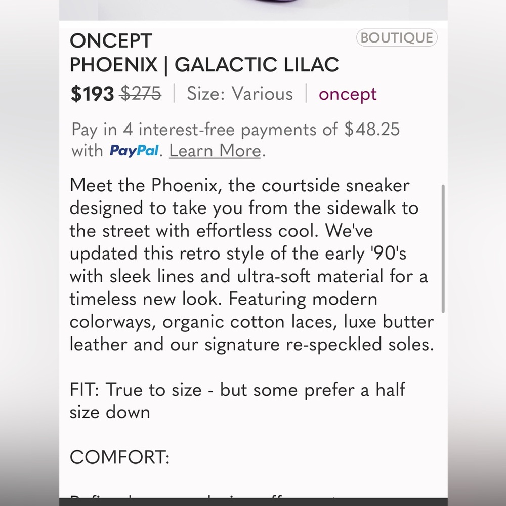 ONCEPT PHOENIX SNEAKERS Size 7 - Picture 16 of 16